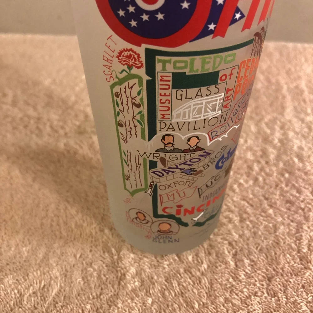 Lot of 2 6” Frosted Ohio & Cleveland Souvenir Glasses